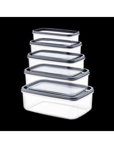 SET 5 TUPPER RECTANG GRIS 330-530-850-1300-2100ML