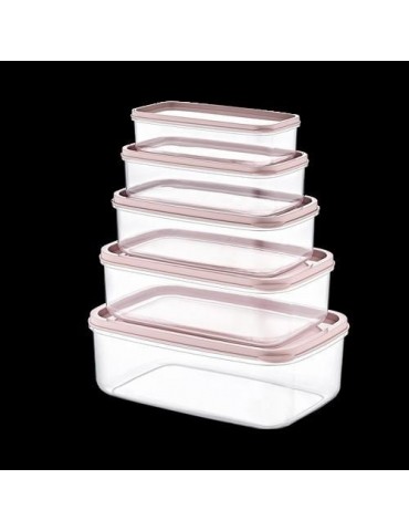 SET 5 TUPPER RECTANG ROSA 330-530-850-1300-2100ML