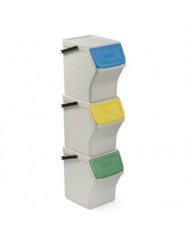 SET 3 CUBOS RECICLAJE MODULAR 20L BLANCO 1105701