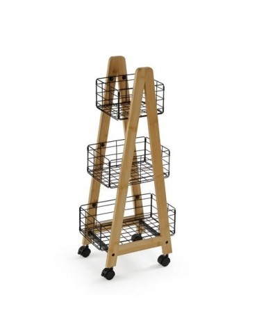 CARRO BAMBU 3 CESTAS NEGRAS 35X26X86CM  21810130