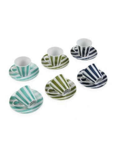SET 6 TAZAS CAFE C/PLATO RAYAS NATUR 90ML 20091350