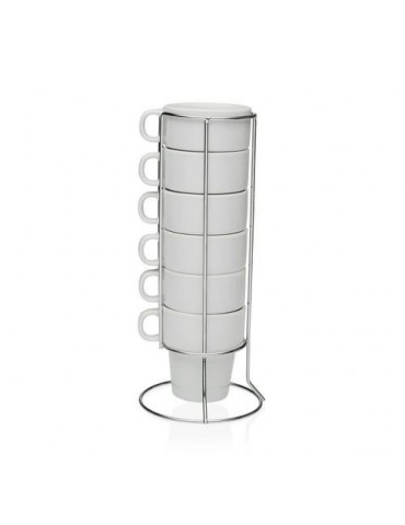 SET 6 TAZAS CAFE C/STAND PORCELANA 150ML 20090596