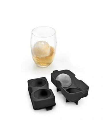 MOLDE 2 ESFERA HIELO SILICONA 16,9X7,7X6,6CM NEGRO