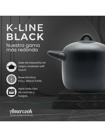 CACEROLA ALTA C/TAPA 20CM 6L K-LINE BLACK KLI0720