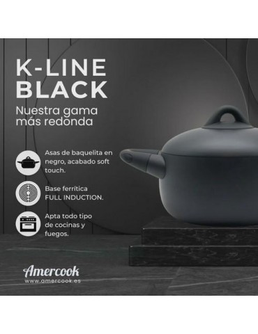 CACEROLA C/TAPA 20CM 3L K-LINE BLACK KLI0520
