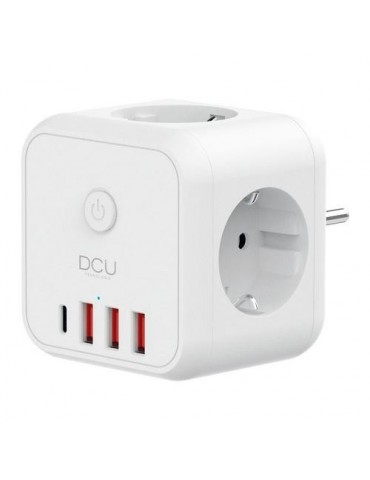 REGLETA CUBO 3 TOMAS + 4 PUERTOS USB 5V/3.4A 3680W