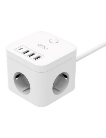 REGLETA CUBO 3 TOMAS+4 PUERTOS USB 5V/3A 3680W