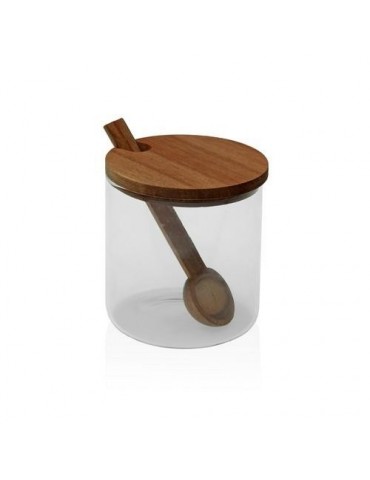 TARRO C/ TAPA MADERA ACACIA 300ML C/CUCHARA