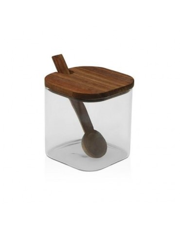 TARRO C/ TAPA MADERA ACACIA 370ML C/CUCHARA