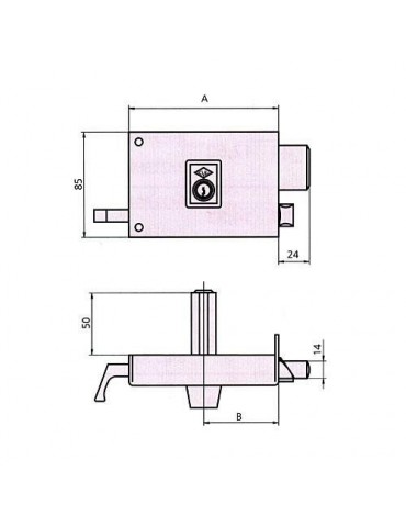 CERRADURA SOBREPONER 125A 8 IZDA. HE PF. CVL