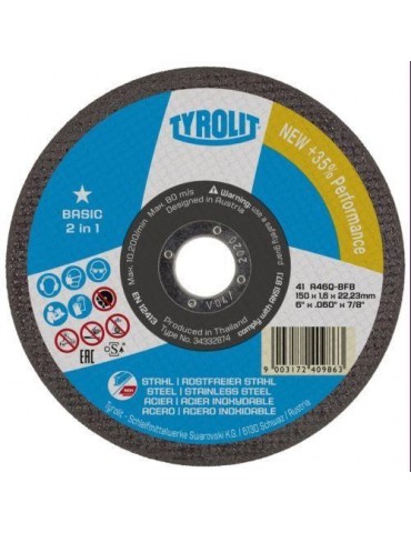 DISCO CORTE BASIC ACERO/INOX 41C 115X1X22.23 A60Q