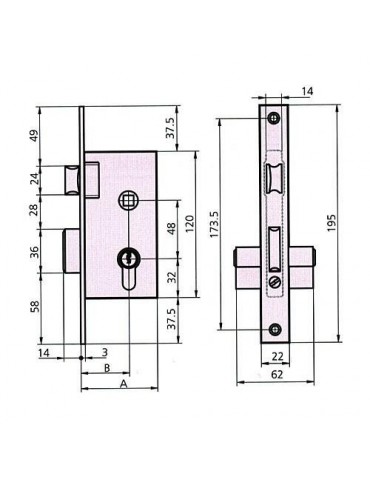 CERRADURA EMBUTIR MADERA 1960/2/60 CVL