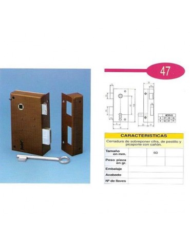CERRADURA SOBREPONER 47/A 6 DCHA. HE ILARGI